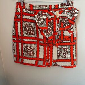 Leifsdottir Vibrant orange black and White Patterned Mini Skirt